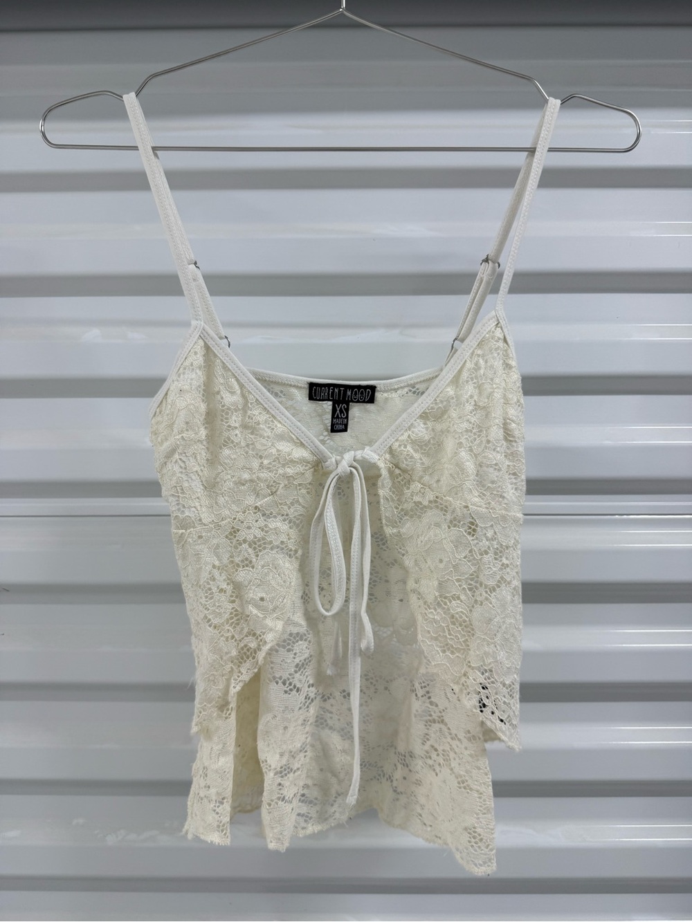 Current Mood Lace Tie-Front cropped tank XS